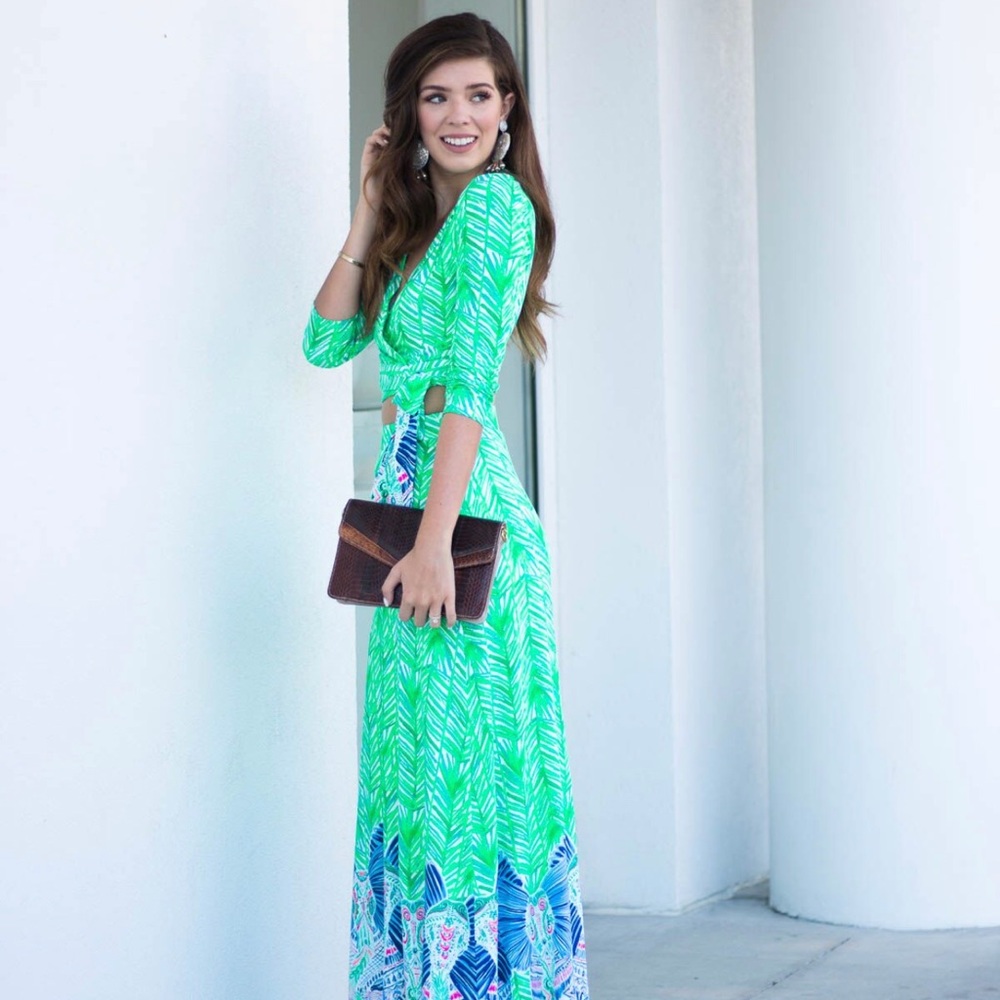 Lilly Pulitzer Green and Blue Maxi Dress